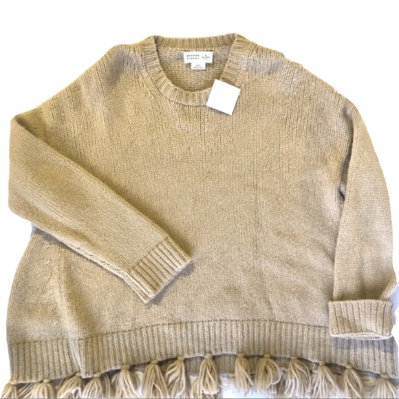 Kate Spade NWT Broome Street Alpaca Tassel Sweater Caramel L - Picture 2 of 8